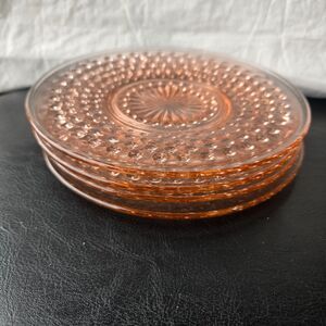 Anchor Hocking Hobnail Pink Depression Glass Salad Plates Set of 4 1930s